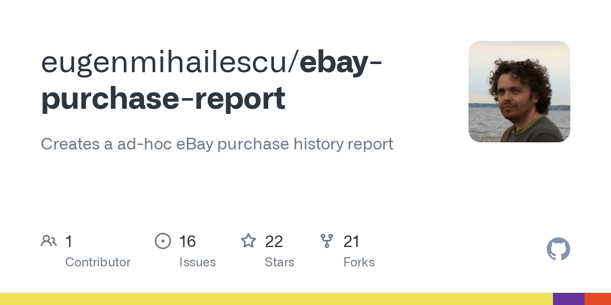 GitHub eugenmihailescu/ebaypurchasereport Creates a adhoc eBay