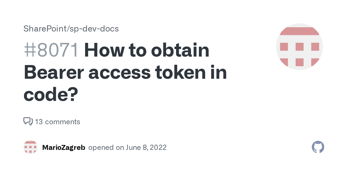 How to obtain Bearer access token in code? · Issue 8071 · SharePoint