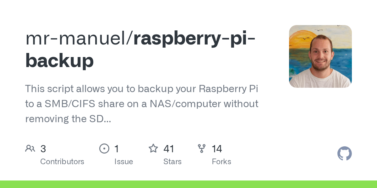 GitHub mrmanuel/raspberrypibackup This script allows you to