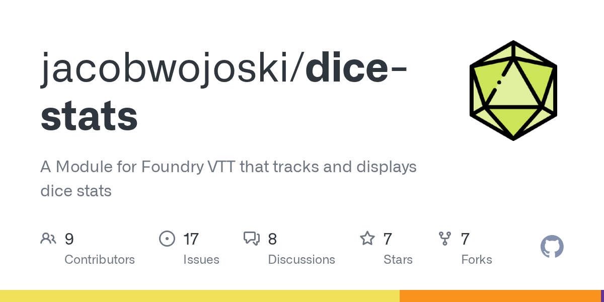 GitHub jacobwojoski/dicestats A Module for Foundry VTT that tracks