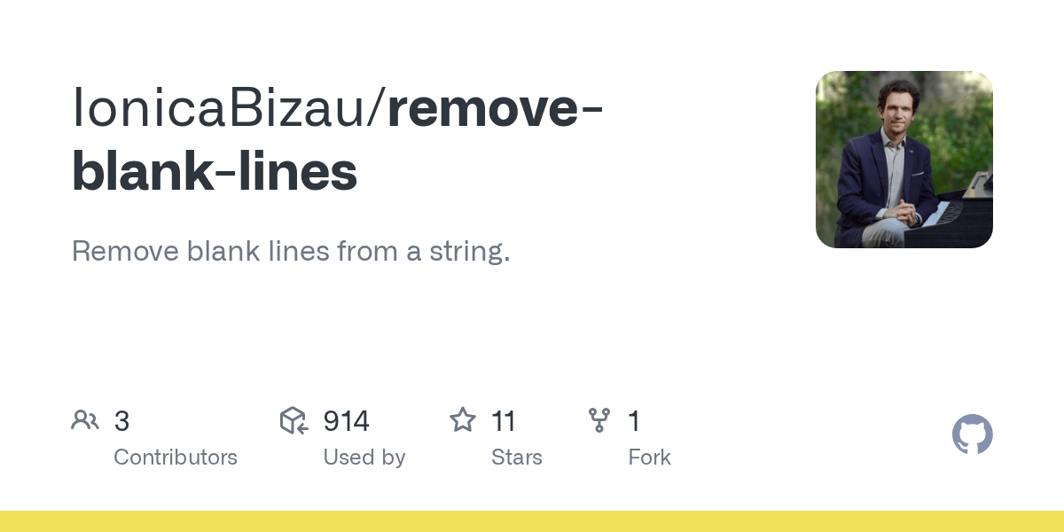 GitHub Remove blank lines from a string.