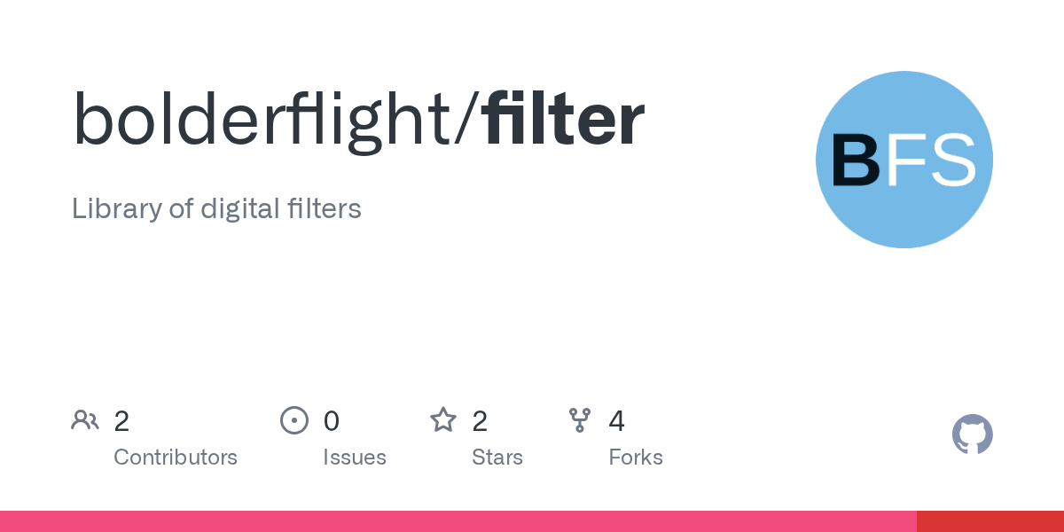 GitHub bolderflight/filter Library of digital filters