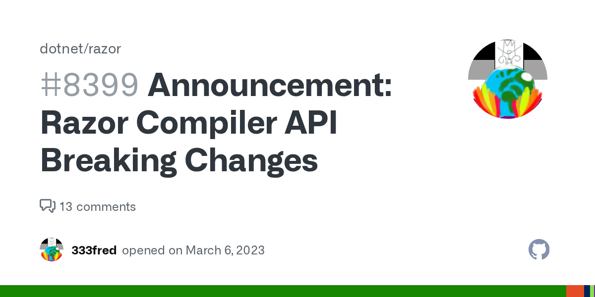 Announcement Razor Compiler API Breaking Changes · Issue 8399