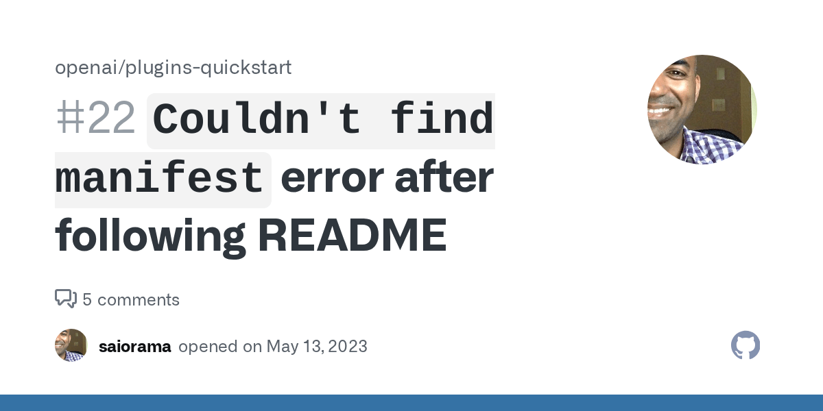 `Couldn't find manifest` error after following README · Issue 22