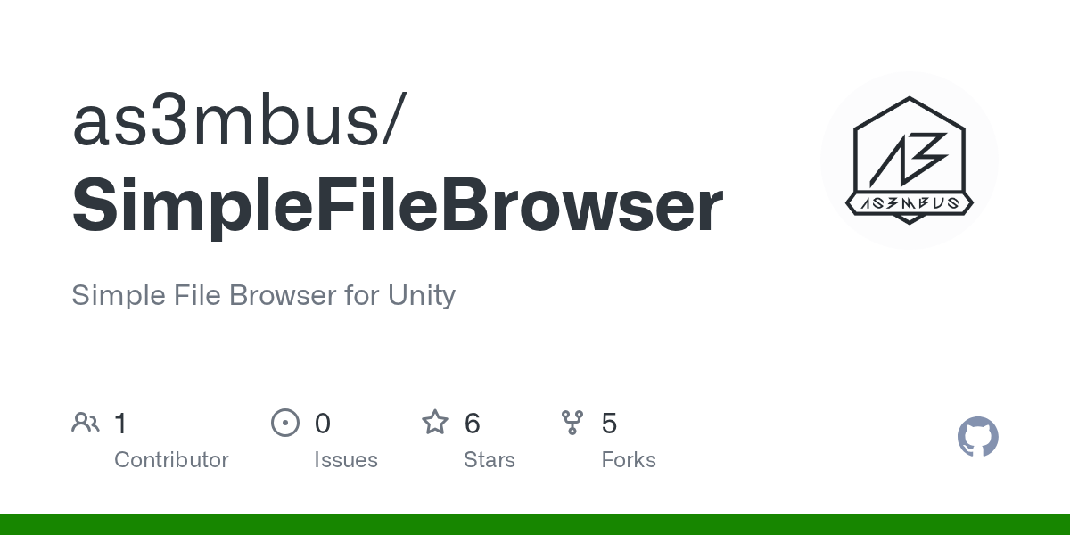GitHub as3mbus/SimpleFileBrowser Simple File Browser for Unity