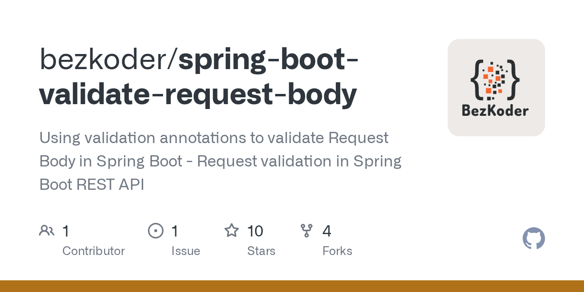 GitHub bezkoder/springbootvalidaterequestbody Using validation