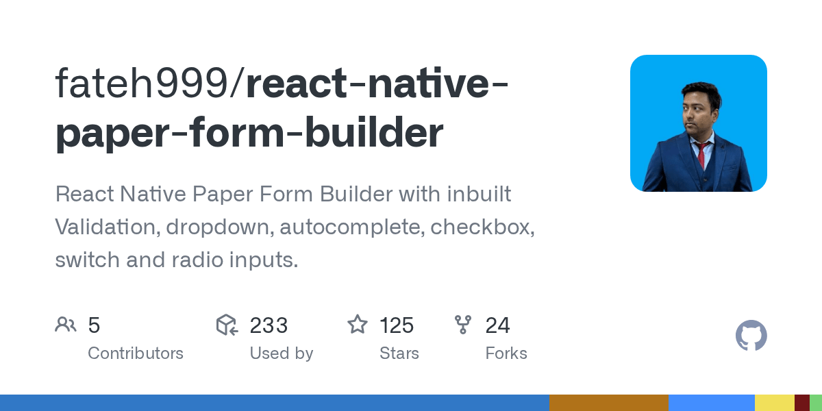 GitHub fateh999/reactnativepaperformbuilder React Native Paper
