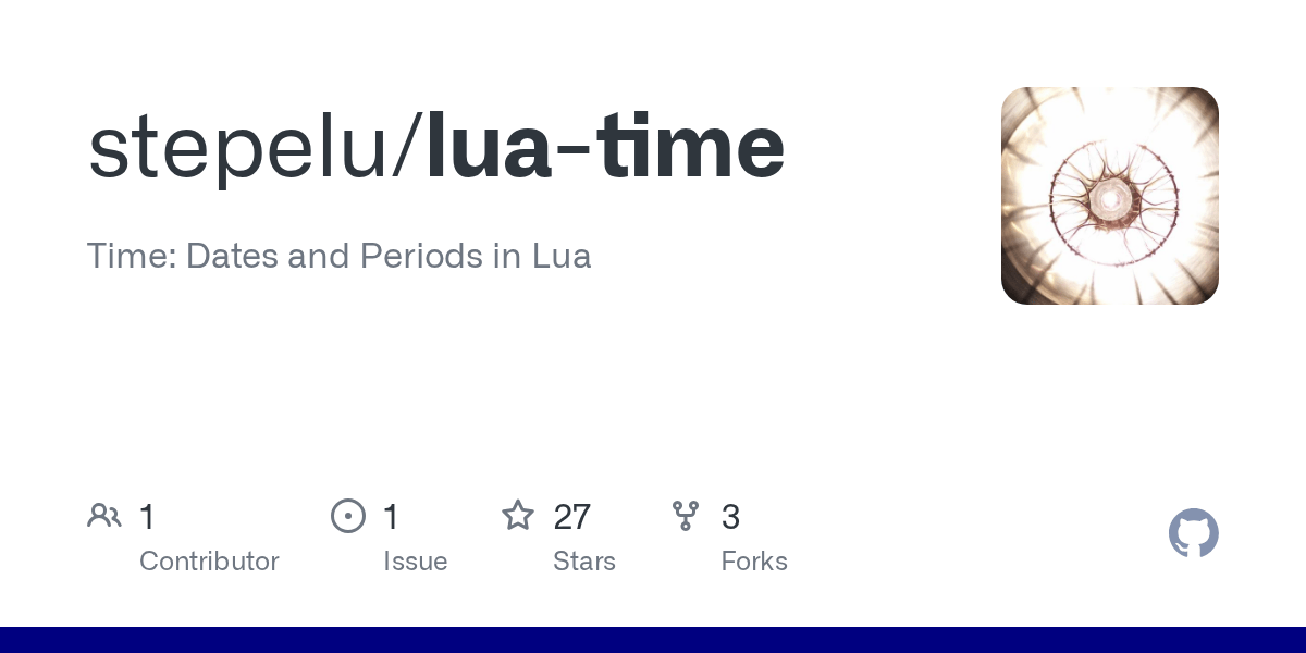 GitHub stepelu/luatime Time Dates and Periods in Lua