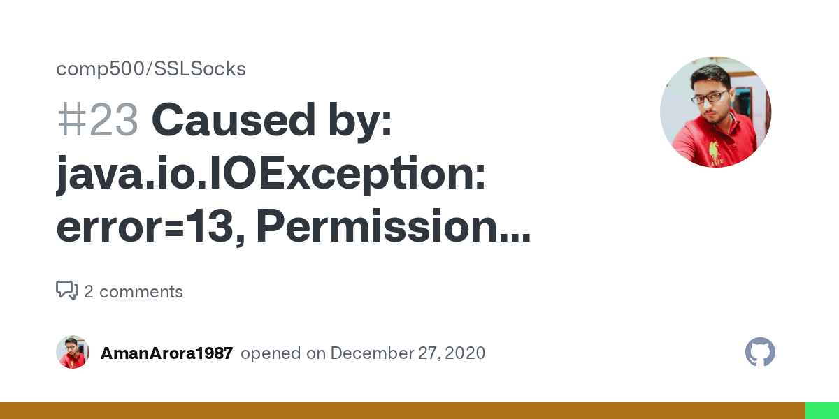 Caused by java.io.IOException error=13, Permission denied · Issue 23