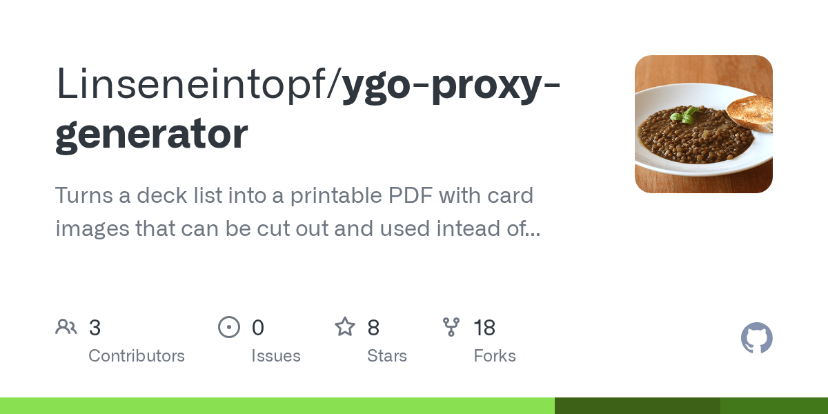 GitHub Linseneintopf/ygoproxygenerator Turns a deck list into a
