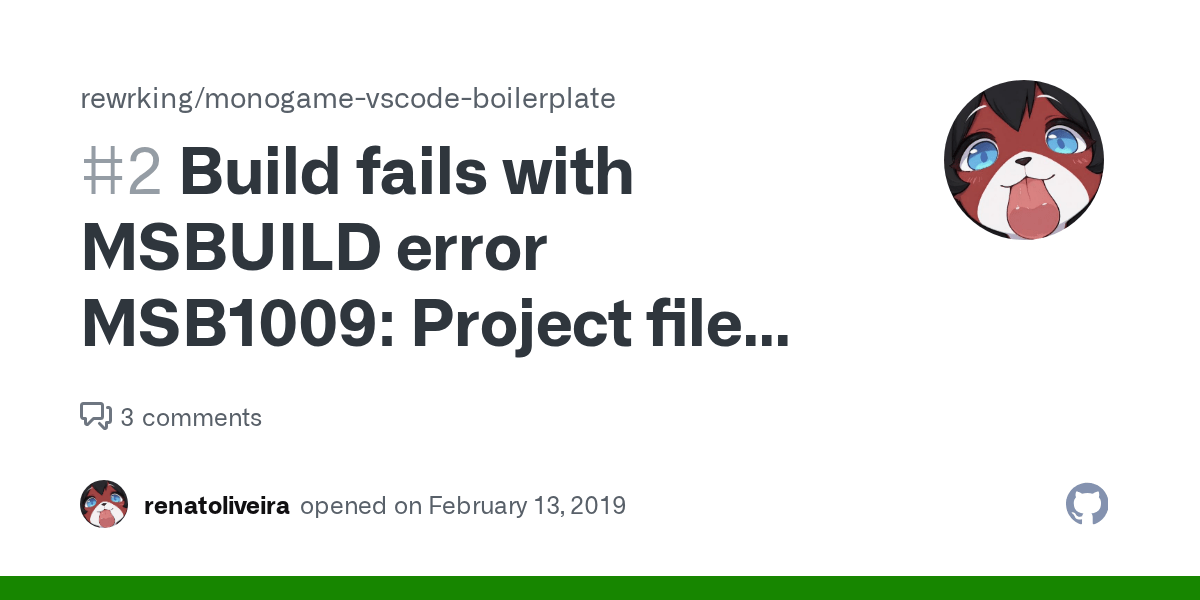 Build fails with MSBUILD error MSB1009 Project file does not exist