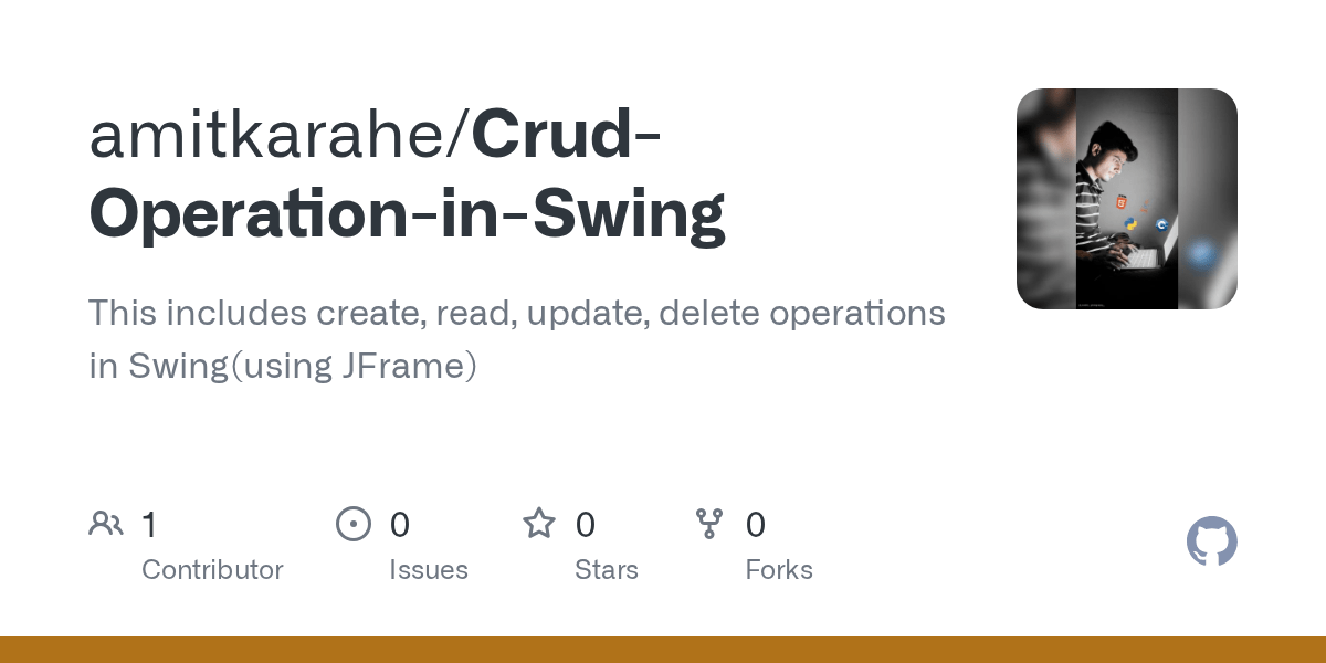 GitHub amitkarahe/CrudOperationinSwing This includes create, read