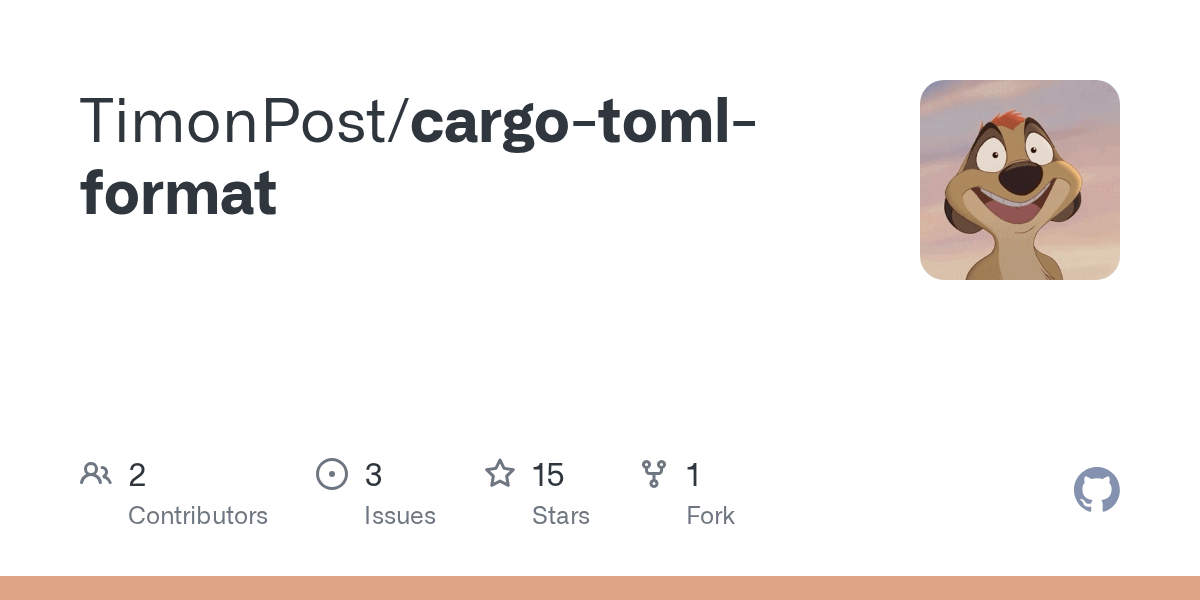 GitHub TimonPost/cargotomlformat