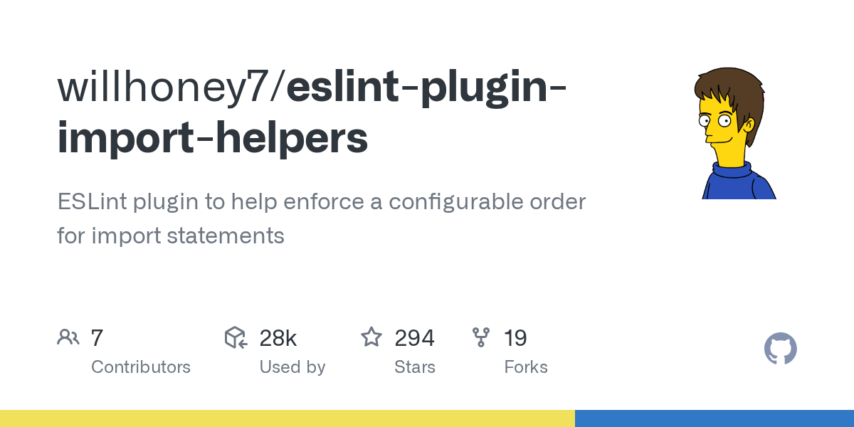 GitHub Tibfib/eslintpluginimporthelpers ESLint plugin to help