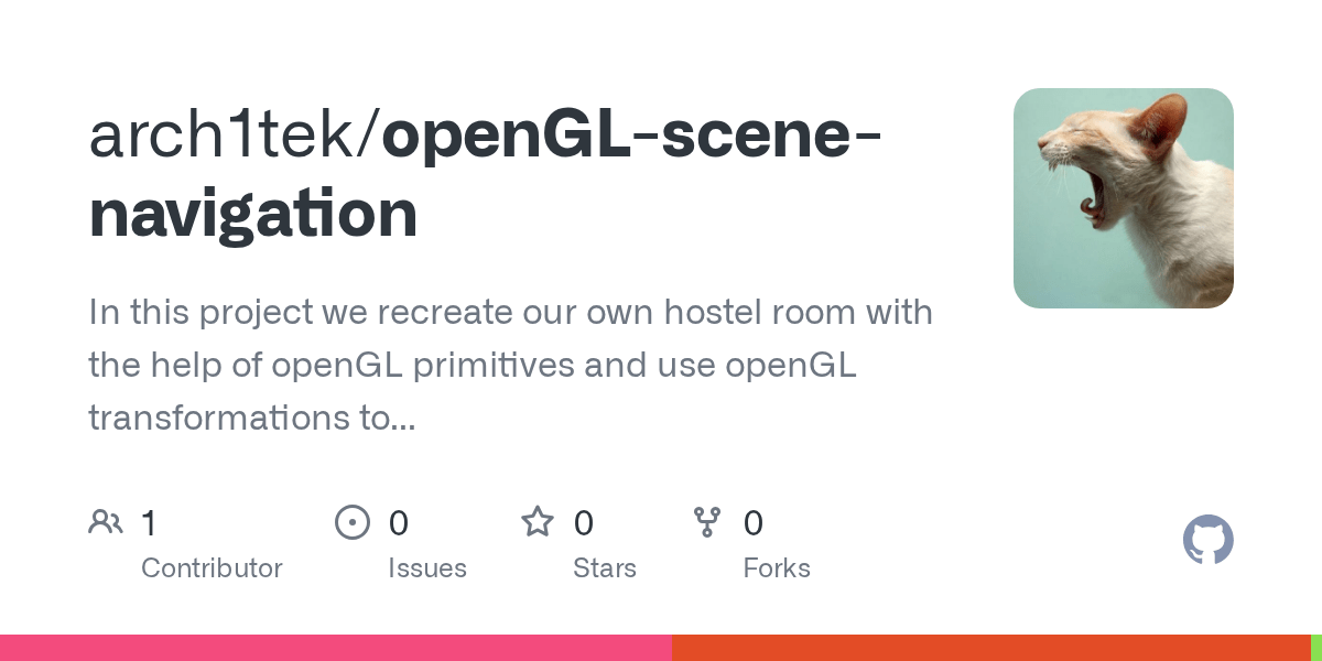 GitHub arch1tek/openGLscenenavigation In this project we recreate our own hostel room with