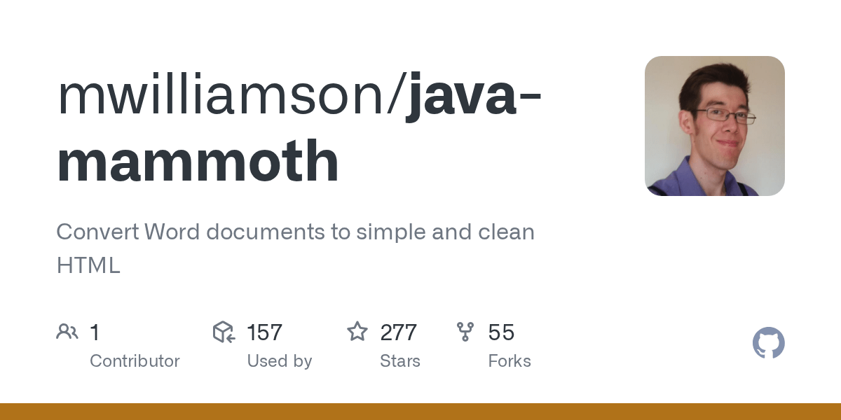 GitHub mwilliamson/javamammoth Convert Word documents to simple and