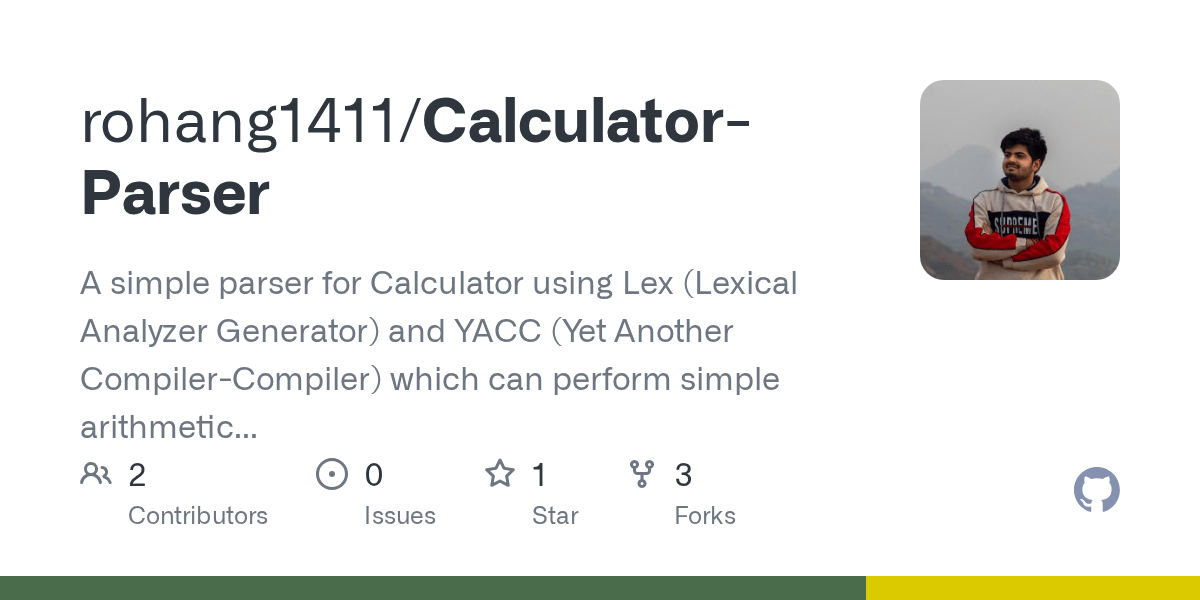 GitHub rohang1411/CalculatorParser A simple parser for Calculator