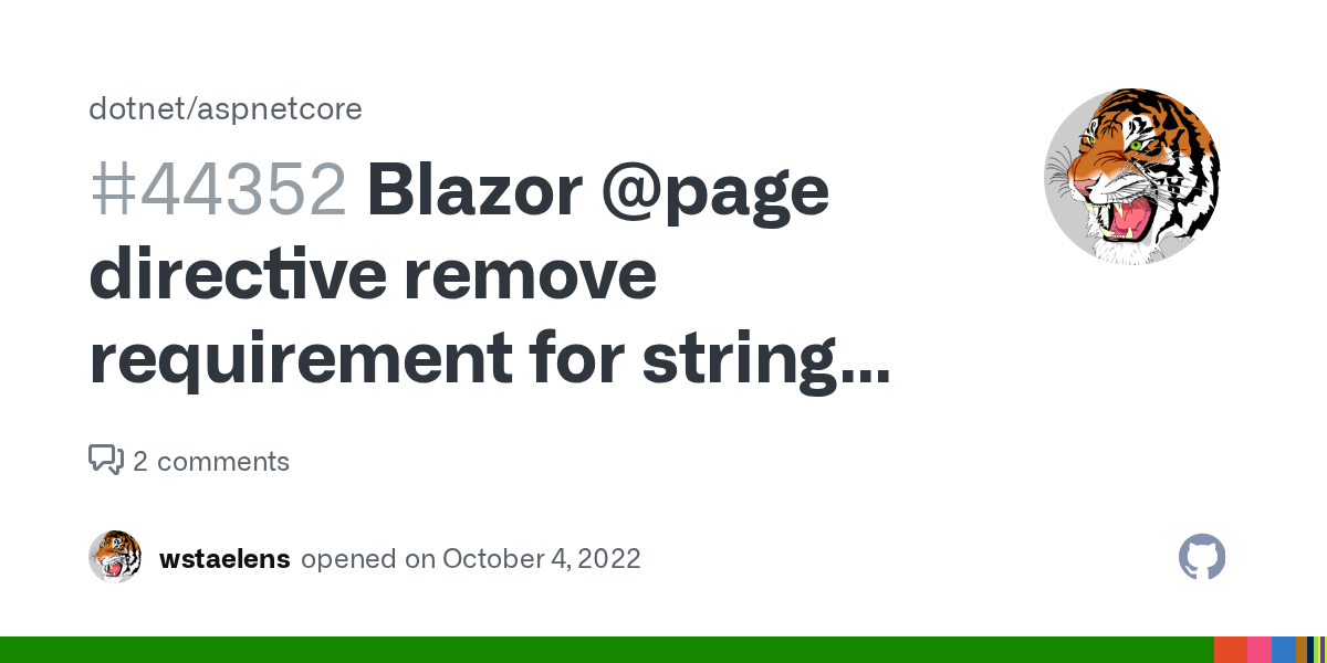 Blazor page directive remove requirement for string double quotes (RZ1016) · Issue 44352