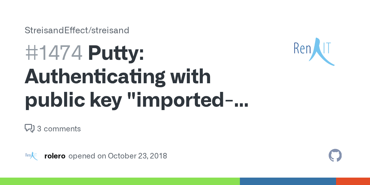 Putty Authenticating with public key "importedopensshkey" and then