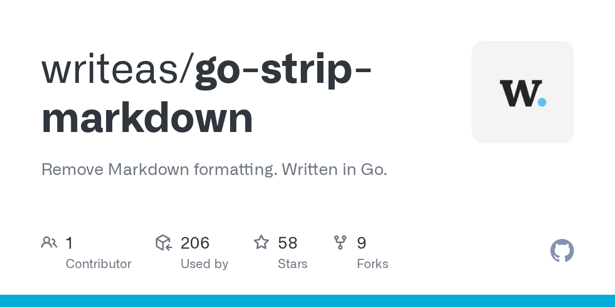 GitHub writeas/gostripmarkdown Remove Markdown formatting. Written