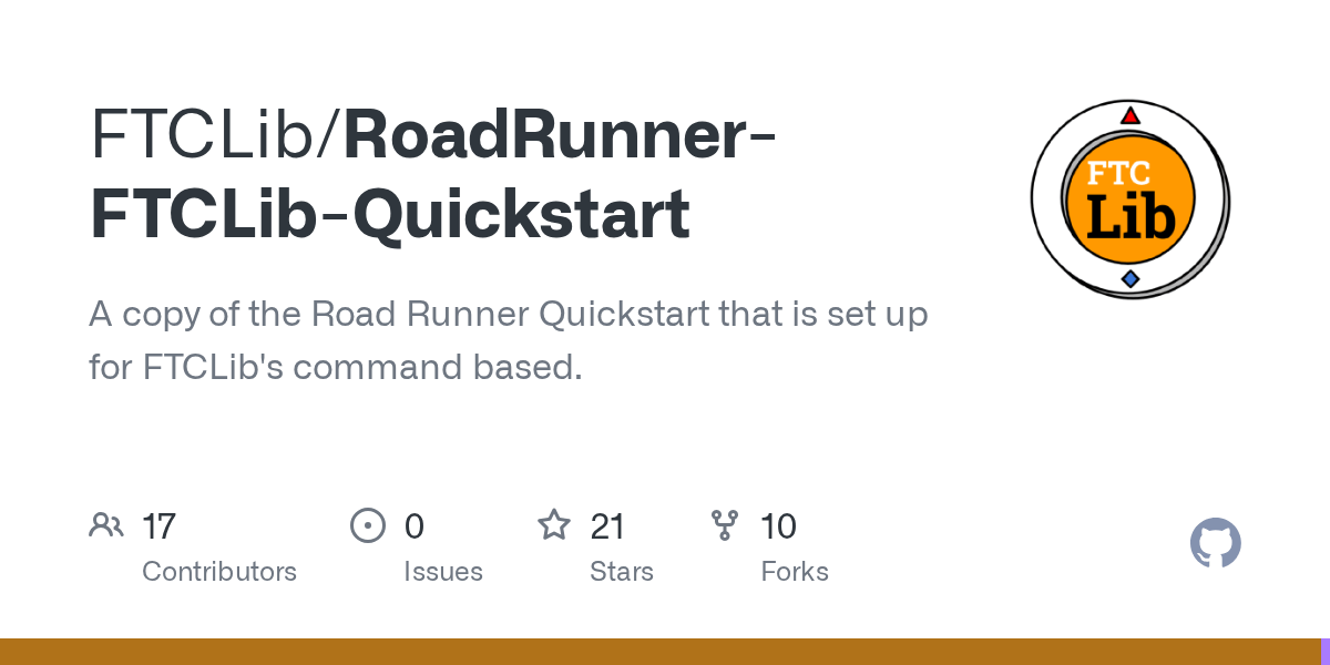 GitHub FTCLib/RoadRunnerFTCLibQuickstart A copy of the Road Runner
