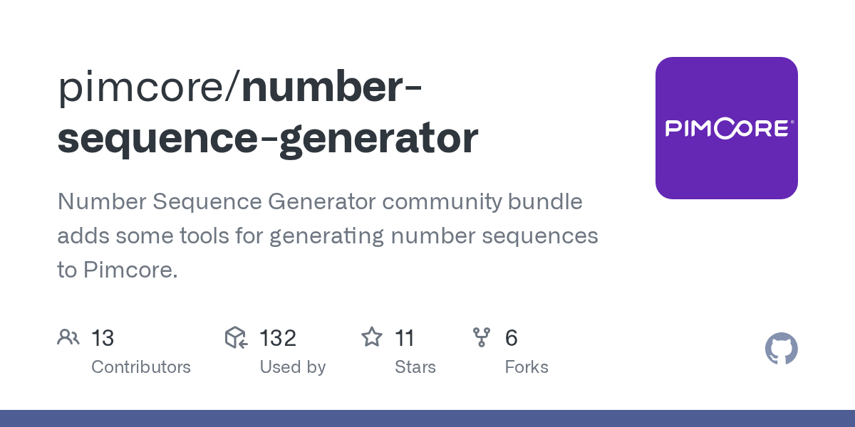 GitHub pimcore/numbersequencegenerator