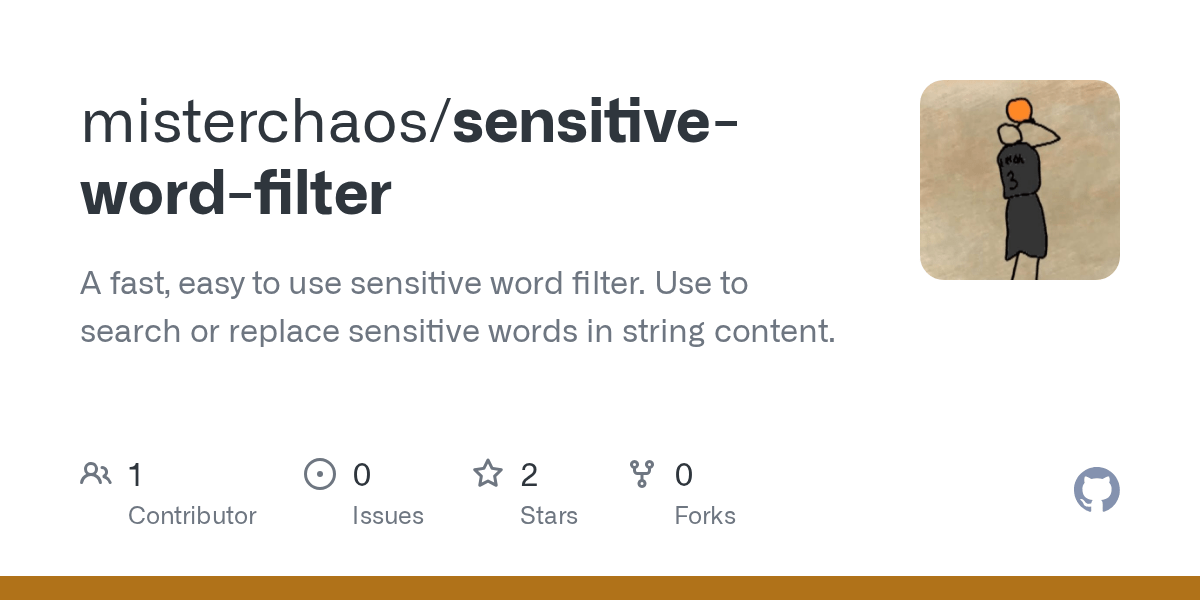 GitHub misterchaos/sensitivewordfilter A fast, easy to use