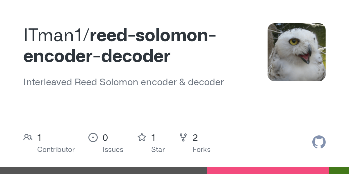 GitHub ITman1/reedsolomonencoderdecoder Interleaved Reed Solomon