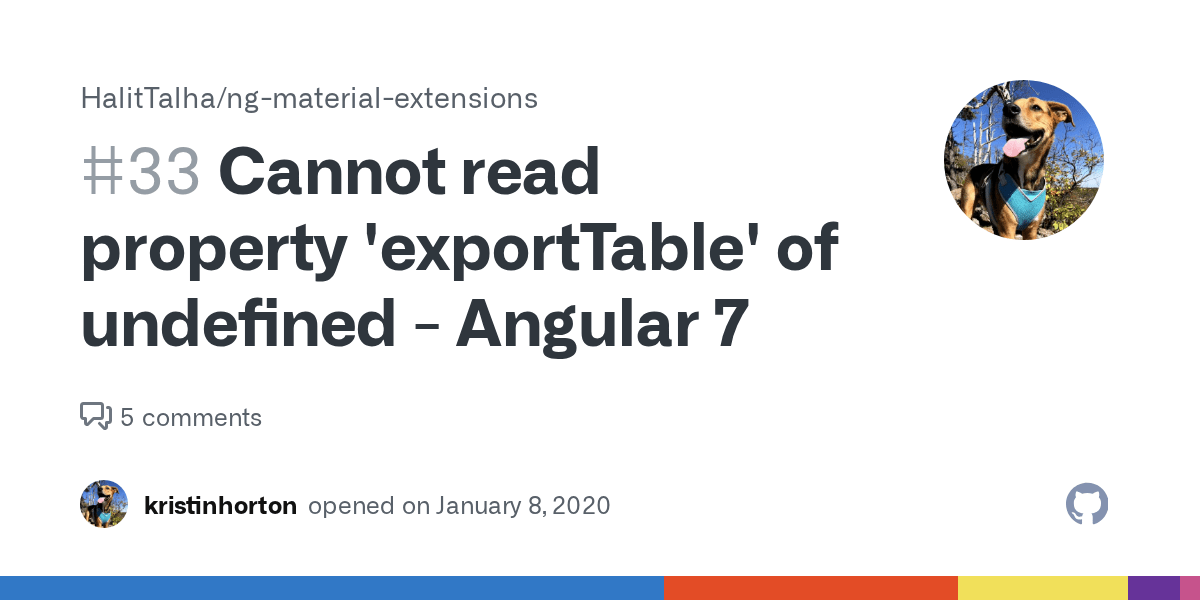 Cannot read property 'exportTable' of undefined Angular 7 · Issue 33 · HalitTalha/ngmaterial
