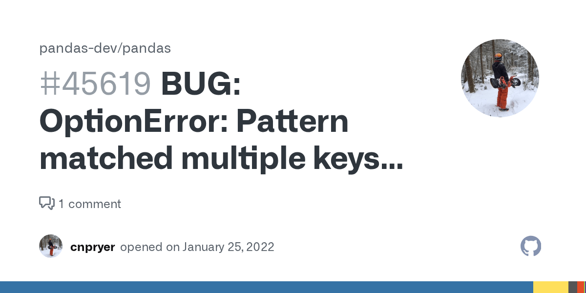 BUG OptionError Pattern matched multiple keys pd.set_option
