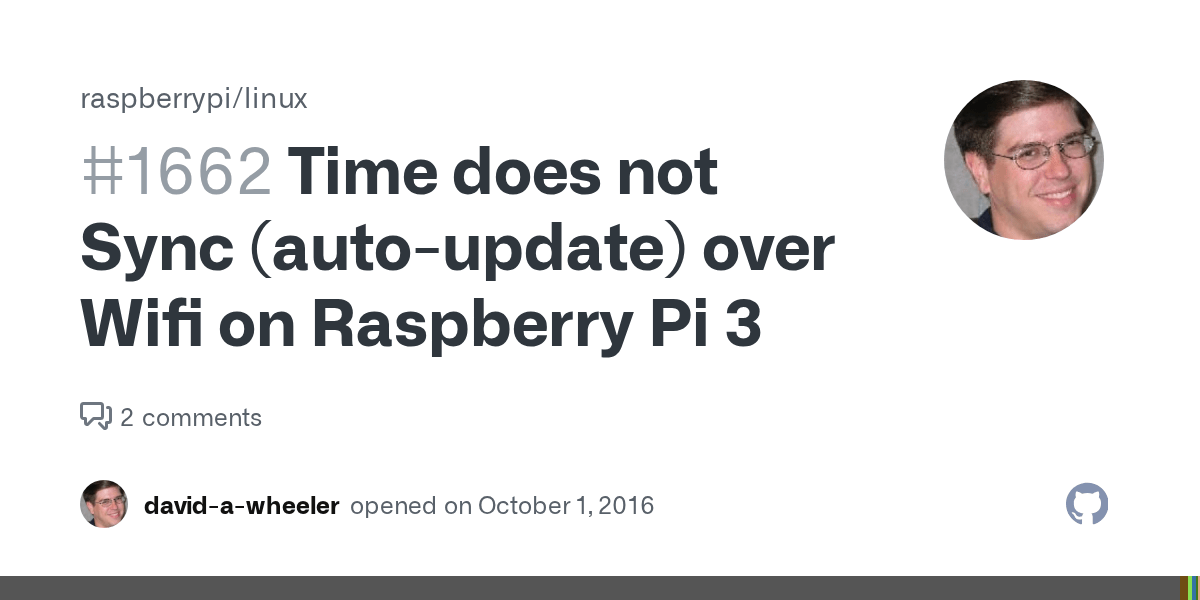 Time does not Sync (autoupdate) over Wifi on Raspberry Pi 3 · Issue