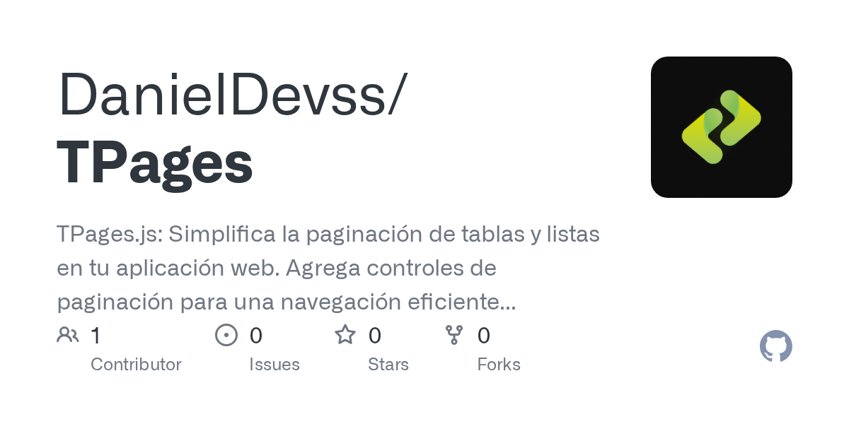 GitHub DanielDevss/TPages TPages.js Simplifica la paginación de
