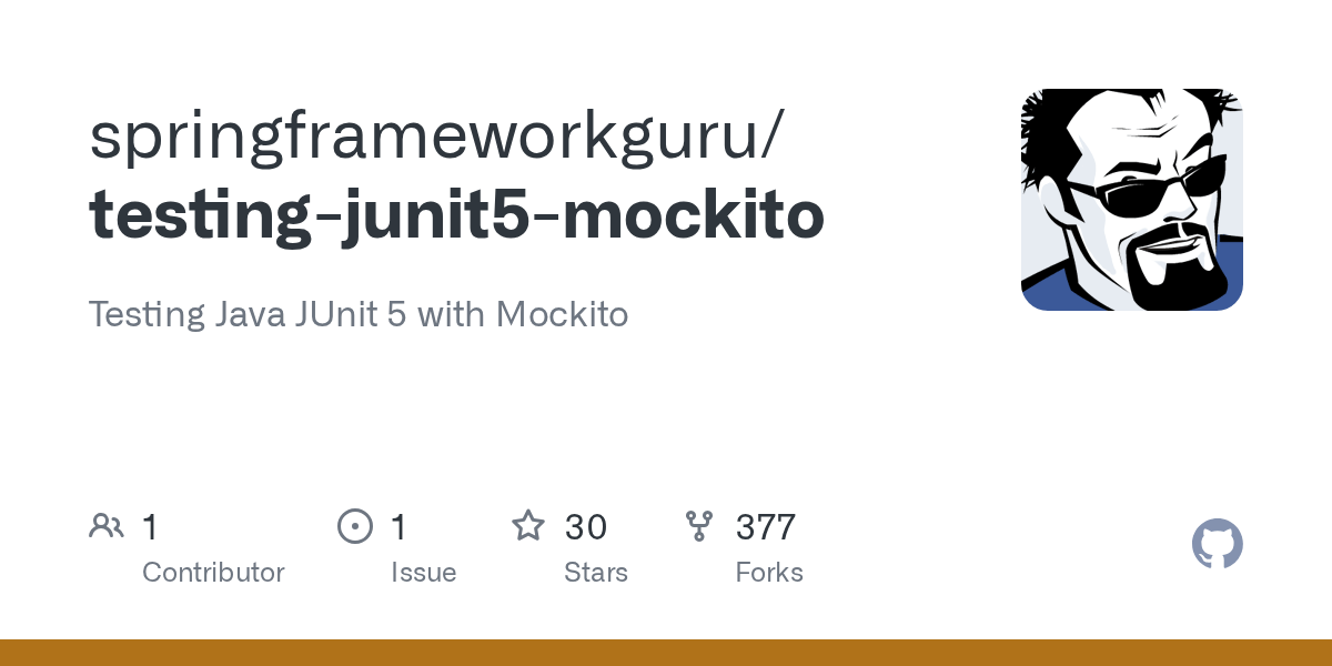 GitHub springframeworkguru/testingjunit5mockito Testing Java JUnit