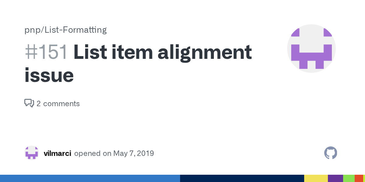 List item alignment issue · Issue 151 · pnp/ListFormatting · GitHub