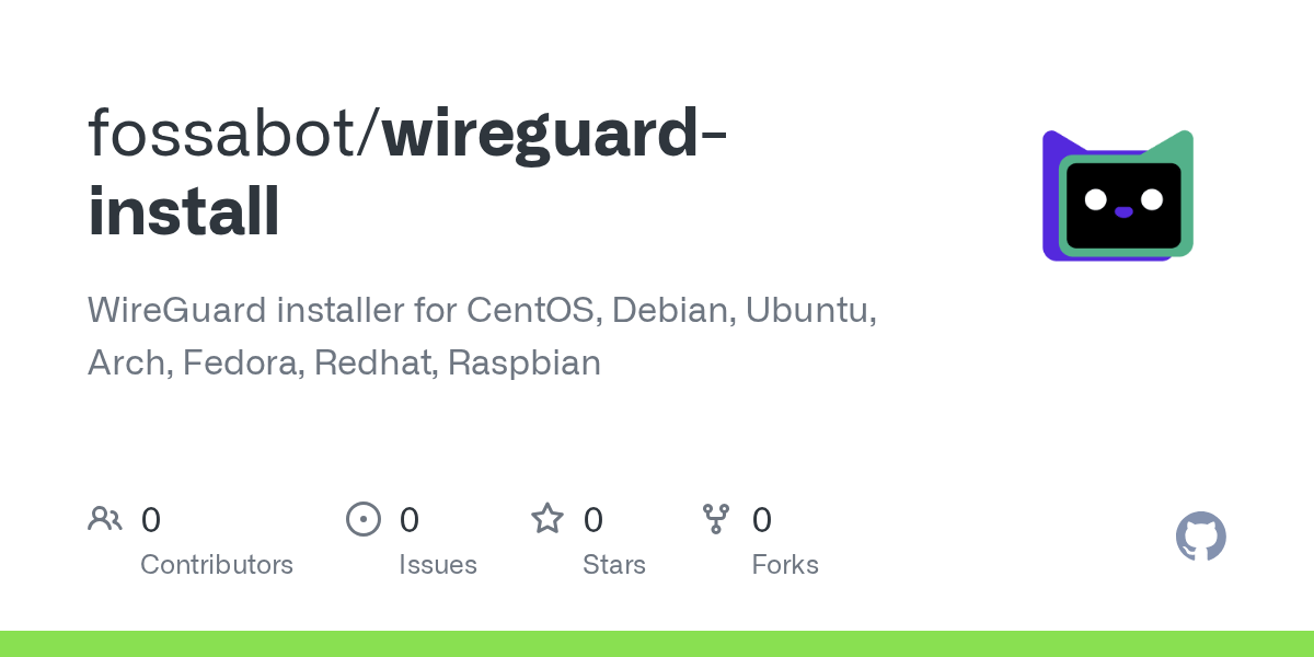 GitHub fossabot/wireguardinstall WireGuard installer for CentOS