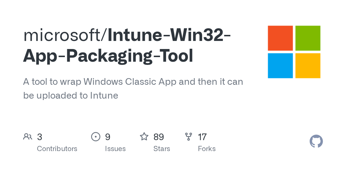 GitHub microsoft/IntuneWin32AppPackagingTool A tool to wrap
