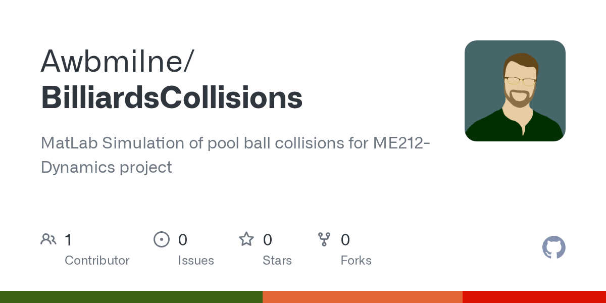 GitHub Awbmilne/BilliardsCollisions MatLab Simulation of pool ball collisions for ME212