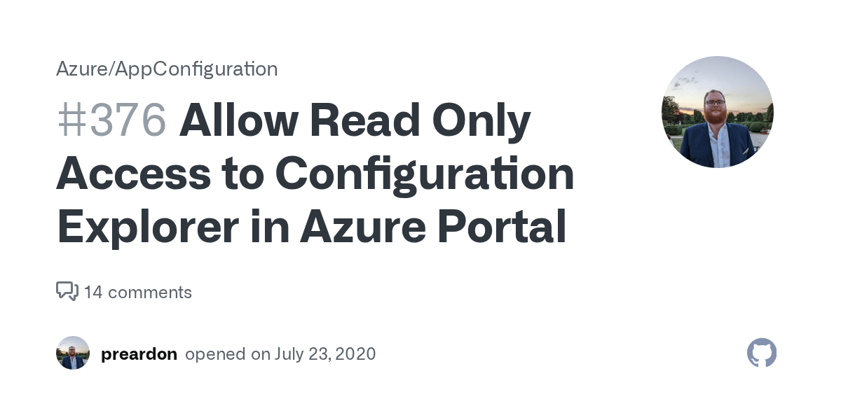 Allow Read Only Access to Configuration Explorer in Azure Portal