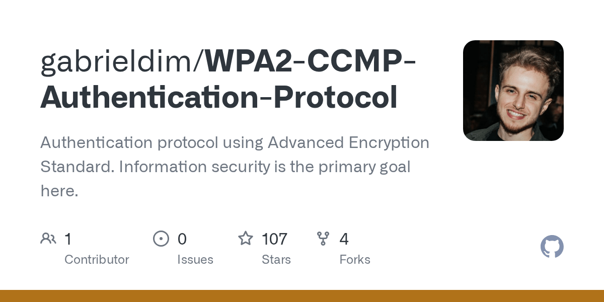 GitHub - gabrieldim/WPA2-CCMP-Authentication-Protocol: Authentication