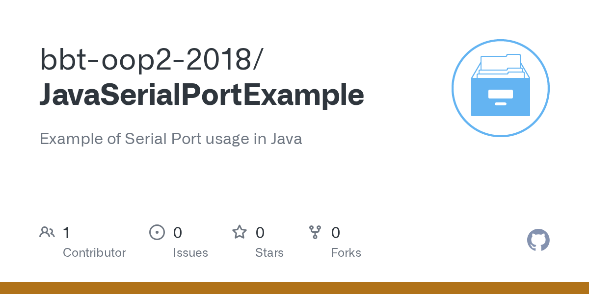 GitHub bbtoop22018/JavaSerialPortExample Example of Serial Port usage in Java