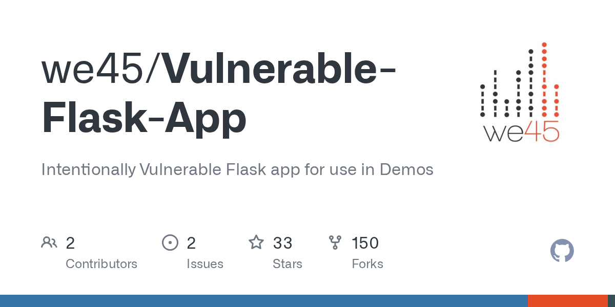 GitHub we45/VulnerableFlaskApp Intentionally Vulnerable Flask app