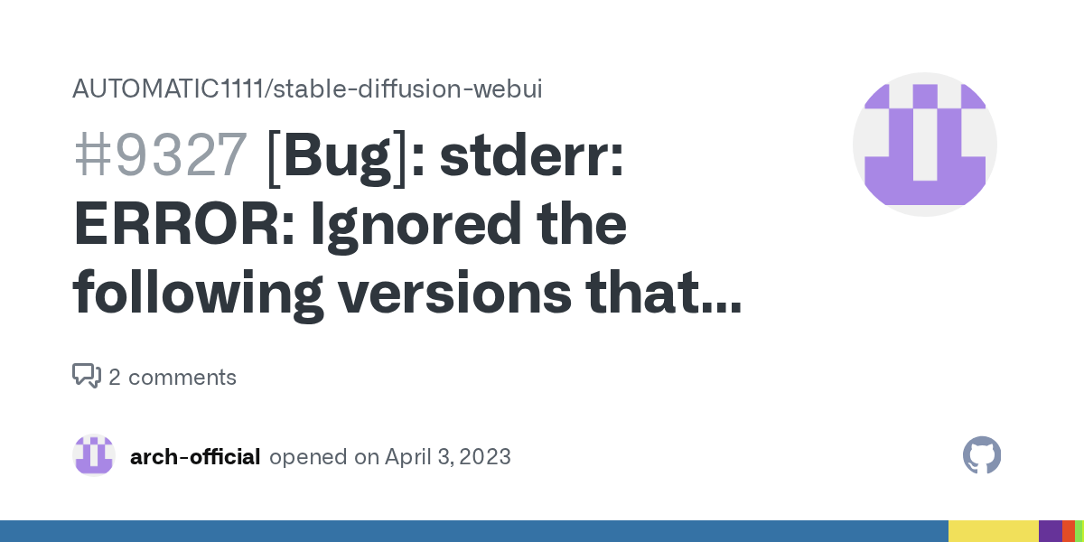 [Bug] stderr ERROR Ignored the following versions that require a different python version