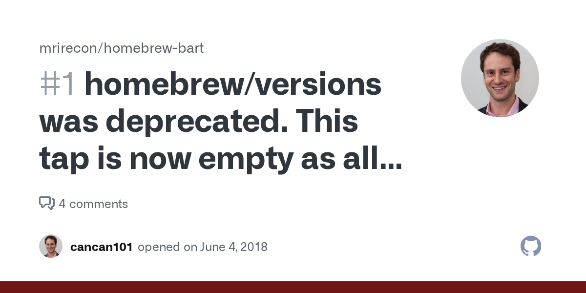 homebrew/versions was deprecated. This tap is now empty as all its formulae were migrated