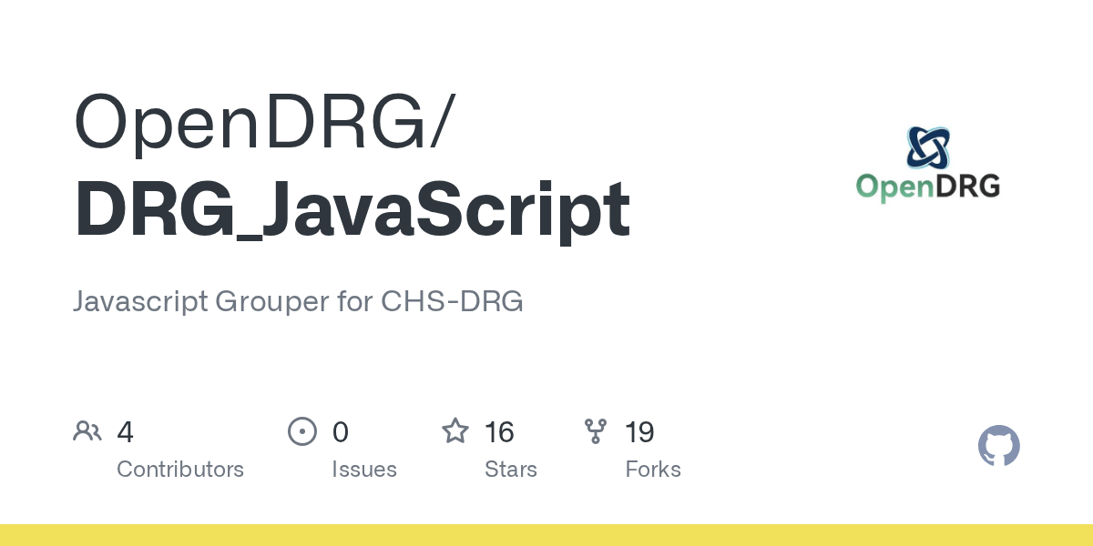 GitHub OpenDRG/DRG_JavaScript Javascript Grouper for CHSDRG