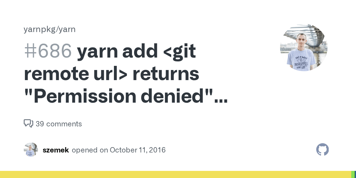 yarn add returns "Permission denied" error · Issue 686 · yarnpkg/yarn