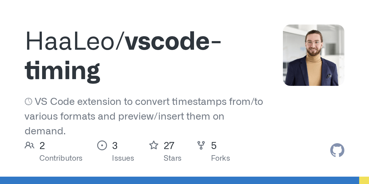 GitHub HaaLeo/vscodetiming 🕓 VS Code extension to convert