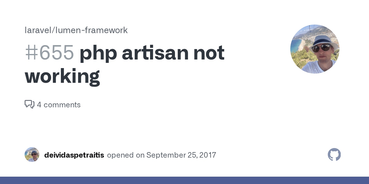 php artisan not working · Issue 655 · laravel/lumenframework · GitHub