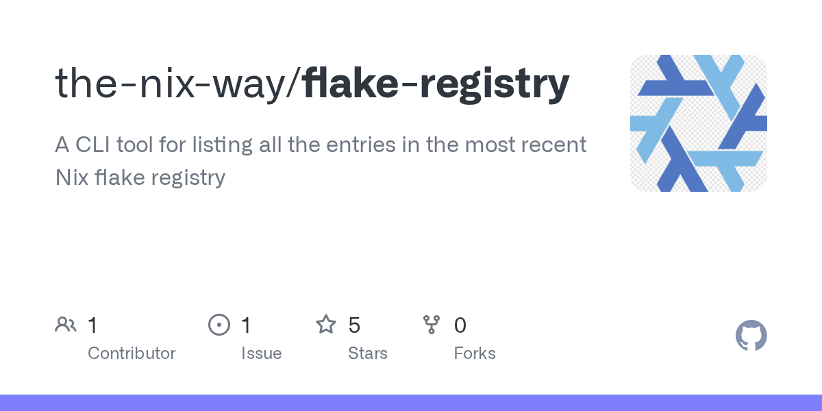 GitHub thenixway/flakeregistry A CLI tool for listing all the