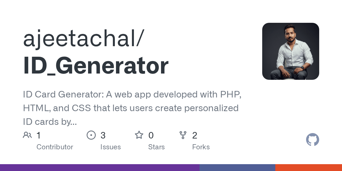 GitHub ajeetachal/ID_Generator ID Card Generator A web app