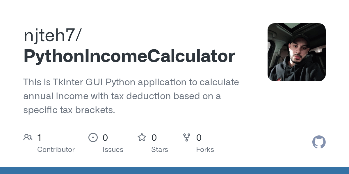GitHub This is Tkinter GUI Python application to calculate